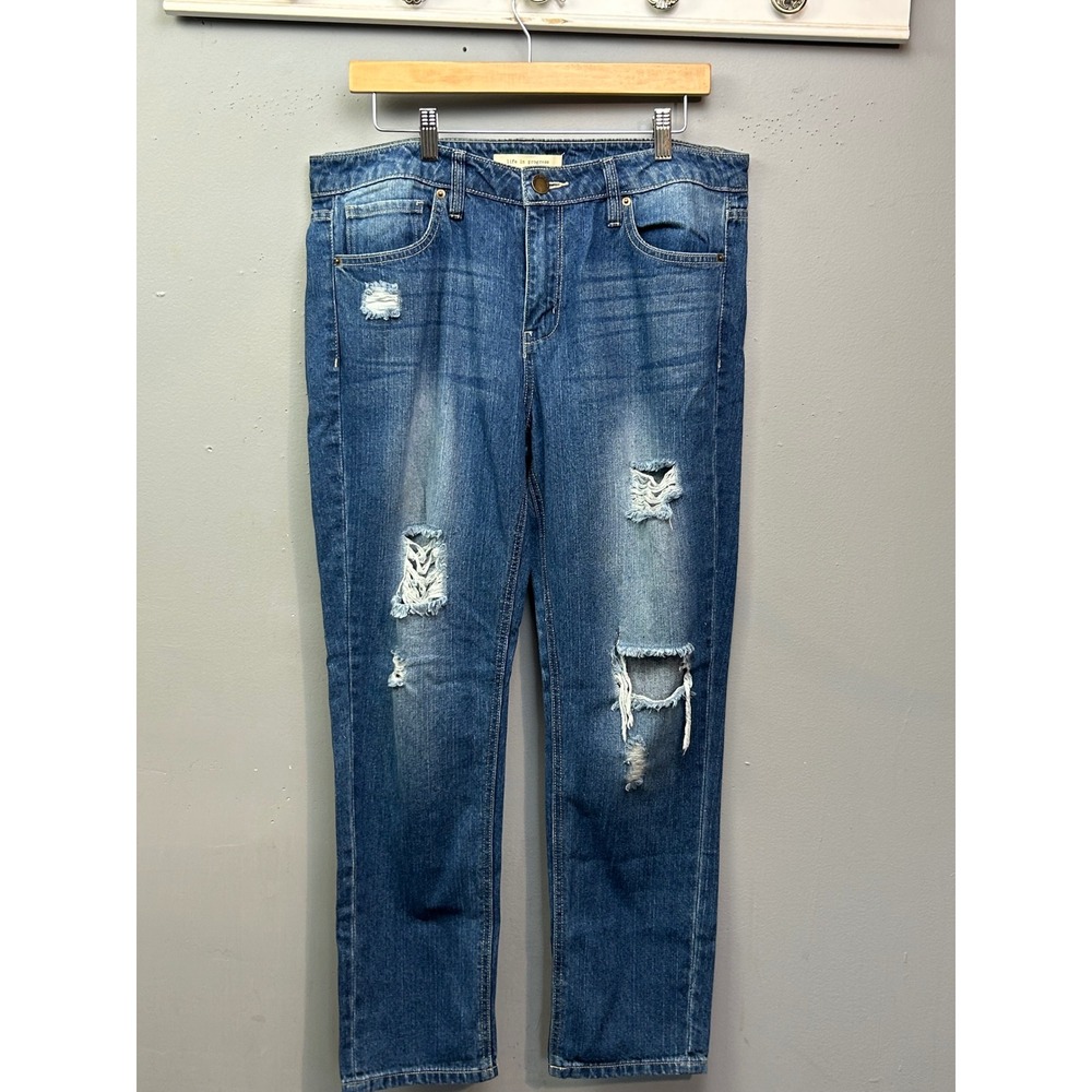 Life in Progress Distressed Medium Wash Denim Jeans Women's Size 30